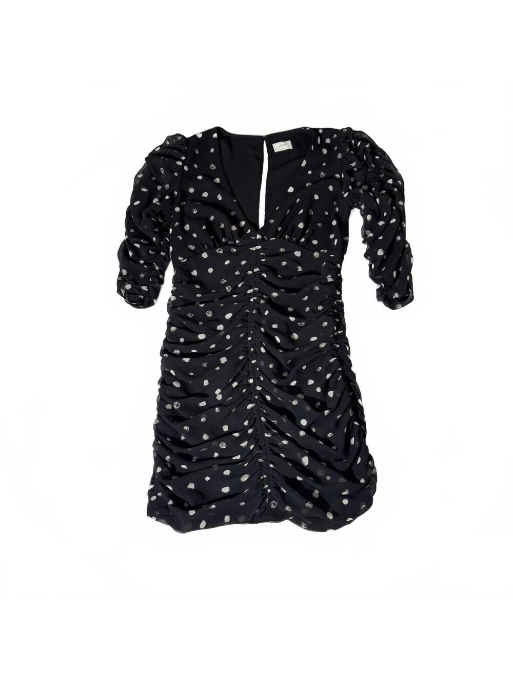 Wilfred by Aritzia Casanova Polka Dot Mini Dress Quiet Luxury Office Date Night